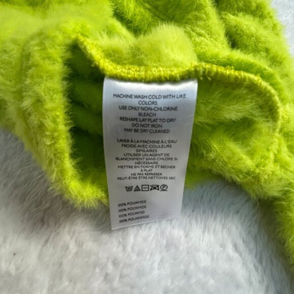 Anthropologie Womens Lime Green Fuzzy Knit Cropped Sweater XS Mock Neck New - Picture 4 of 8
